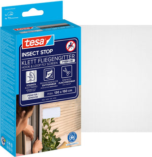 Tesa insect stop h l fly screen premium for windows - hor met sterke klittenband, verwijderbaar zonder resten, op maat snijden - 130 x 150 cm - wit (lichte privacy)
