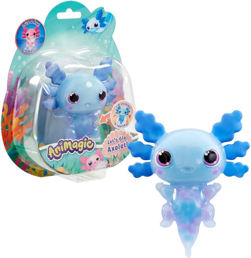 Afbeelding laden in galerijviewer, Goliath animagic let's glo axolotl blauw - speelfiguur - lichtgevende axolotl
