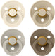 Bibs – fopspenen - colour – 4 pack – rond - ivory sand vanilla dark oak – maat 1