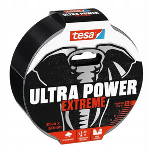Tesa ultra power extreme - reparatietape - 25m x 50mm - zwart