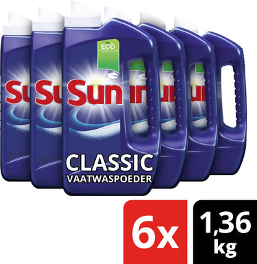Sun classic normaal vaatwaspoeder - 6 x 80 wasbeurten - voordeelverpakking