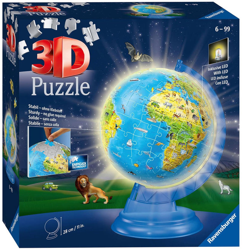 Afbeelding laden in galerijviewer, Ravensburger xxl kinder globe night edition engelstalig - 3d puzzel - 180 stukjes
