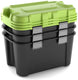 Keter totem opbergbox - 3x80l - 79,5x39,5x37,1cm - zwart groen