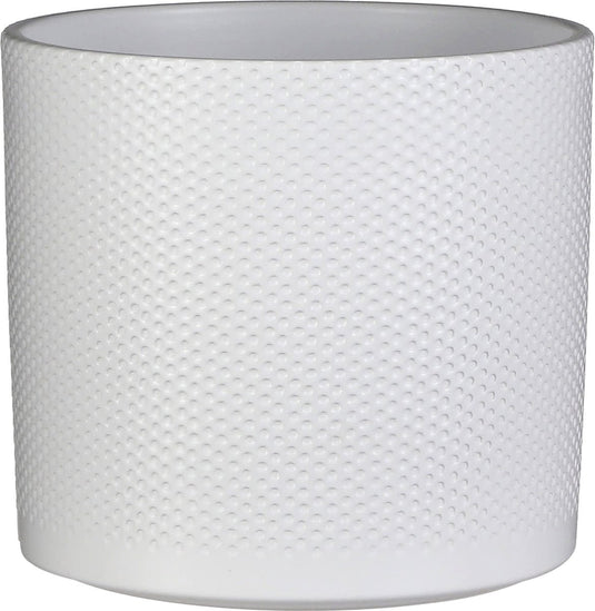 Mica decorations plantenpot - wit - relief - keramiek - 23 x 21 cm - plantenpotten binnen