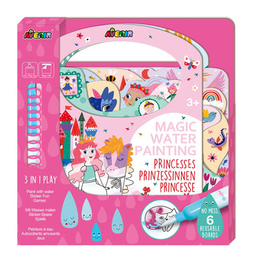 Avenir magisch waterschilderen: book prinses, 6 herbruikbare pagina's met 3-in-1 play, 3+