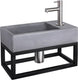 Differnz force fonteinset - beton donkergrijs - kraan recht mat chroom - met handdoekrek - 40 x 22 x 9 cm
