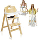 Lionelo floris kinderstoel 3in1 – eetstoel, kinderstoel met voetensteun stoel tot 40kg – 4-traps verstelbare zitting en voetensteun – berkenhout, afneembare tafel, veiligheidsgordels – scandinavisch design, groeit mee met kind
