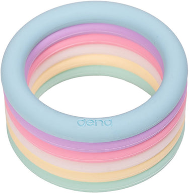 Dena speelgoed - pastel ringen set van 6 kleurrijke kunststof ringen.