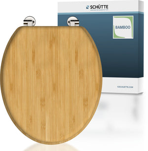 Schütte wc-bril 81001 natural bamboo - massief bamboe - verchroomde scharnieren - belastbaar tot 175 kg