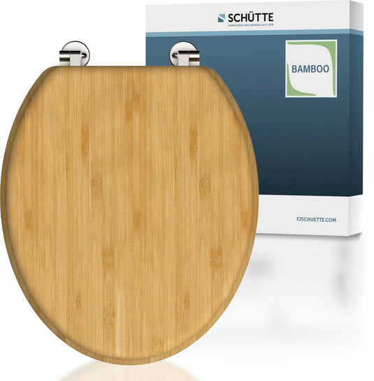Schütte wc-bril 81001 natural bamboo - massief bamboe - verchroomde scharnieren - belastbaar tot 175 kg