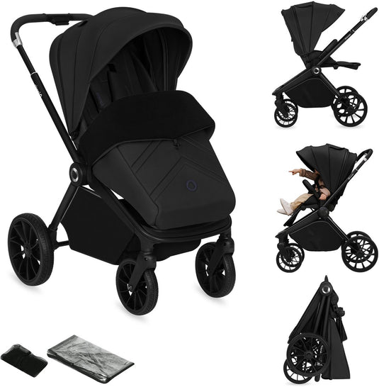 Lionelo mika plus kinderwagen - all-terrain wielen - lichtgewicht - verstelbare zitting - xxl kap met upf 50+ - compact opvouwbaar - inclusief accessoires