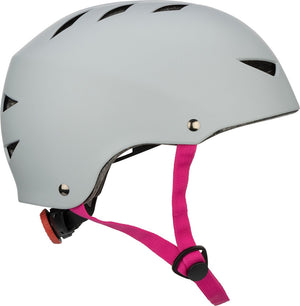 Nijdam skate helm verstelbaar - stone blush - maat m - 54-58 cm - grijs roze