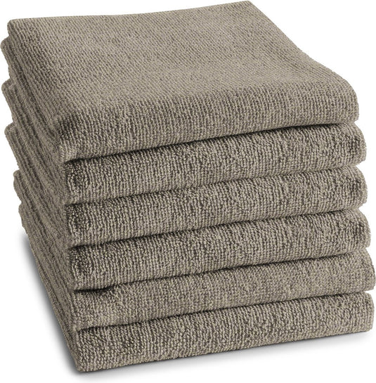 Ddddd - logo - 6x keukendoek - set van 6 stuks- katoen - effen - 50x55 cm - badstof - taupe