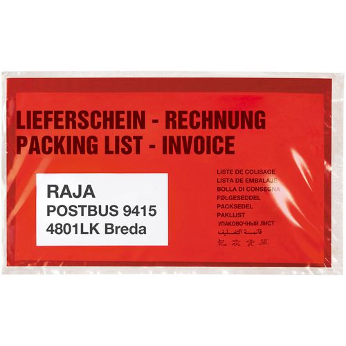 Paklijstenveloppen raja 32lr1000 130 mm pe, siliconepapier