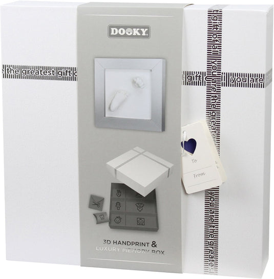 Dooky 3d baby hand- en voetafdruk lijst met memory box – foto en gips afdrukken – huidvriendelijk eenvoudig te maken – kraam- of cadeau geschenk