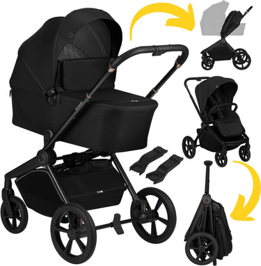 Lionelo freya 2in1 kinderwagen – reiswieg wandelwagen – vanaf geboorte tot 22 kg – premium buggy - pu-wielen met vering – voor- achterwaarts zitje – upf50+ kap – compleet accessoiresysteem