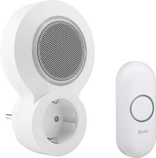 Byron dby-23524 - deurbel draadloze set - 175m bereik - ip44 waterdicht - wit