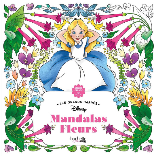 Hachette heroes les grands carrés disney mandalas fleurs - hachette - kleurboek voor volwassenen