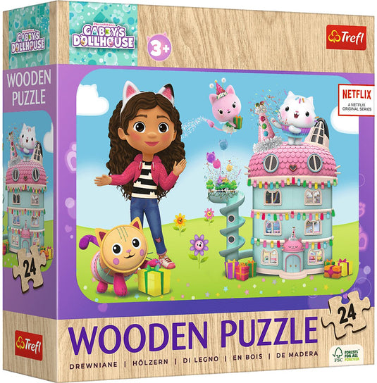 Trefl gabby's poppenhuis vrolijke gabby en vrienden hout houten legpuzzel - 24 stukjes - vanaf 3 jaar