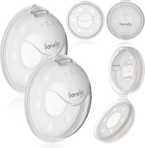Lionelo milky plus melkcollectoren set 2 stuks - 2x40 ml - met etui - bpa-vrij - past in beha - schelpvorm - herbruikbaar - steriliseerbaar