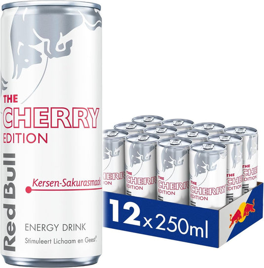 Red bull energy drink the cherry edition 12-pack (12x250ml) - energiedrank met de smaak van kers