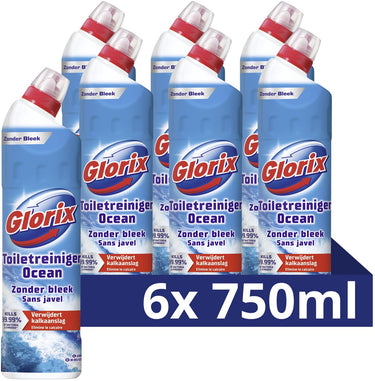 Glorix - toiletreiniger zonder bleek - ocean- 6 flessen x 750 ml - voordeelverpakking