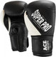 Super pro combat gear ace (kick)bokshandschoenen zwart wit 14oz