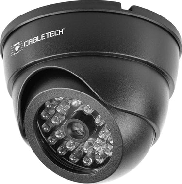 Cabletech led dome dummy camera - met led indicatie en sticker - op batterijen - dk-3 - zwart