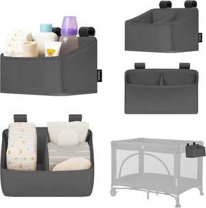 Lionelo sidepocket small – bedside pocket wiegorganizer 26×12×15 cm – 2 vakken voor luiers, doekjes accessoires – voor reisbed, co-sleeper box – verstevigd, draagbaar multifunctioneel