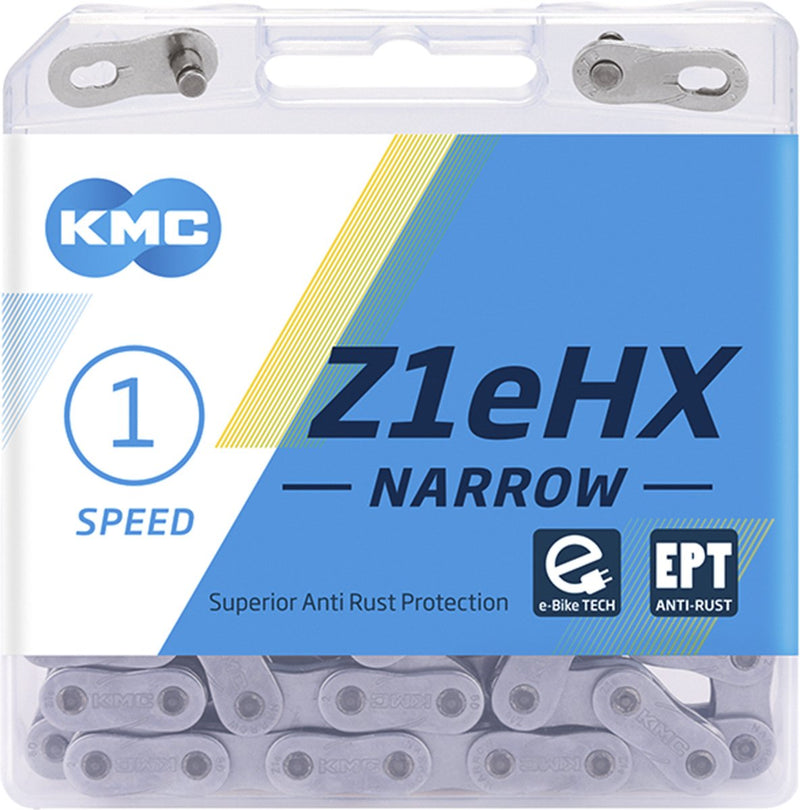 Afbeelding laden in galerijviewer, KMC Z1eHX Narrow EPT Extra Long 128 schakels E-bike Lock - 7.8mm Pin - Donker Zilver
