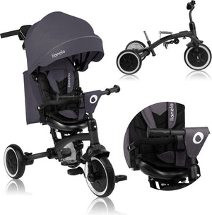 Lionelo tris plus kinderdriewieler 2in1 - driewieler loopfiets voor kinderen vanaf 9 maanden - groeit mee tot 5 jaar - 25 kg - 360° draaibare zitting - ouderduwstang - anti-lek wielen
