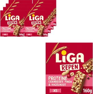 Liga proteïne repen cranberry noten 8 x 160g (5 x 32g) - eiwitten - eiwitrepen - protein - tussendoortjes - sport - cadeau - notenrepen