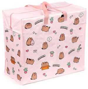 Puckator grote boodschappentas met rits waszak opbergtas - pusheen the cat planten - 48x55x28cm
