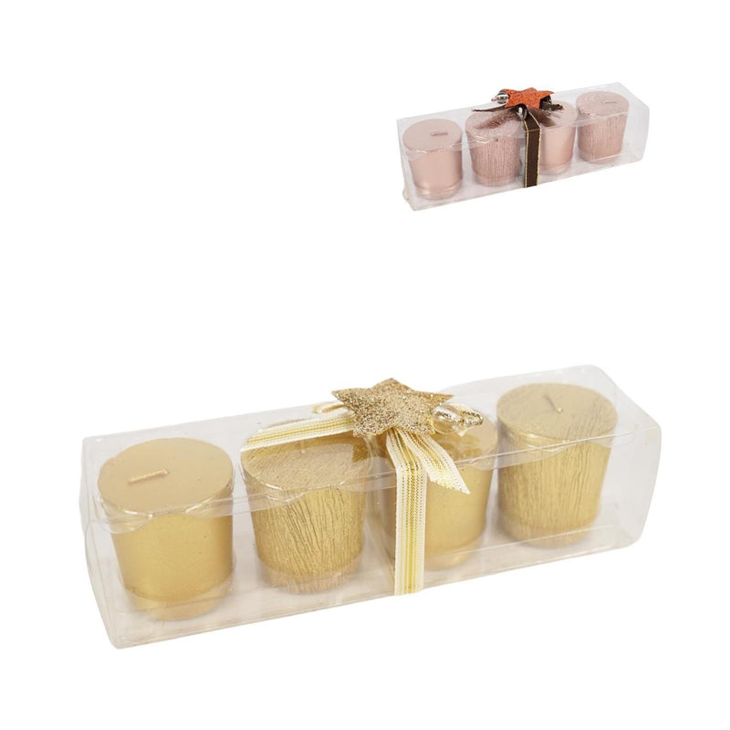 Afbeelding laden in galerijviewer, Kaarsen metallic glitter 5cm set van 4
