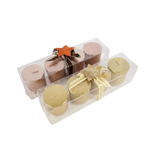 Kaarsen metallic glitter 5cm set van 4