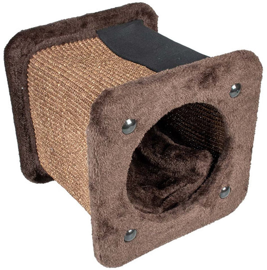 Duvo plus relax! krabtunnel square - kattentunnel met sisal en uitneembaar kussen - krab- en rustplek - 30x30x28cm - bruin