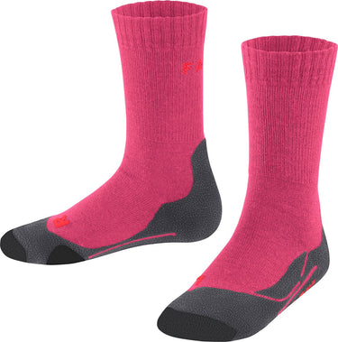 Falke tk2 anti-blaar dik wol functioneel materiaal wandelsokken kinderen rood - maat 31-34