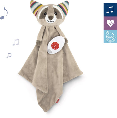 Zazu robin de wasbeer - heartbeat white noise knuffeldoekje - beige - 35 cm