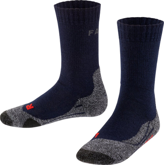 Falke tk2 anti-blaar dik wol functioneel materiaal wandelsokken kinderen blauw - maat 31-34