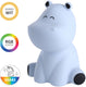 Eglo castellino nijlpaard nachtlampje kinderen baby - draadloos - 15 cm - blauw - rgb wit licht - oplaadbaar - touch bediening