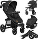 Lionelo buggy annet plus – lichtgewicht inklapbaar – grote massieve wielen met vering – inclusief voetenzak, klamboe bekerhouder – verstelbare rugleuning voetsteun – wandelwagen vanaf de geboorte tot 22 kg – kinderwagen