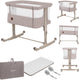 Lionelo aurora 3in1 co-sleeper - babybedje tot 9 kg - meegroeibed - 4 wielen met rem - campingbedje – verstelbare hoogte – ademend gaas – inclusief matras transporttas – afneembare bekleding