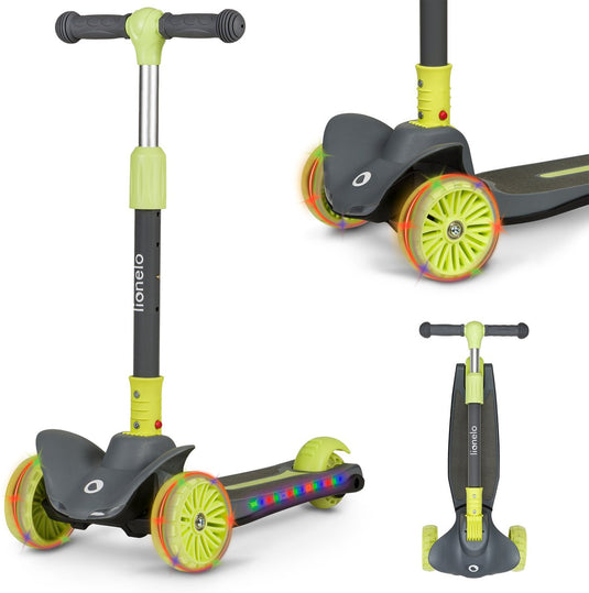 Lionelo timmy kinderstep - step voor kinderen vanaf 3 jaar - 3 wielen - tot 50 kg - verstelbaar stuur - led wielen verlicht deck - anti-slip platform - opvouwbaar - geen montage nodig
