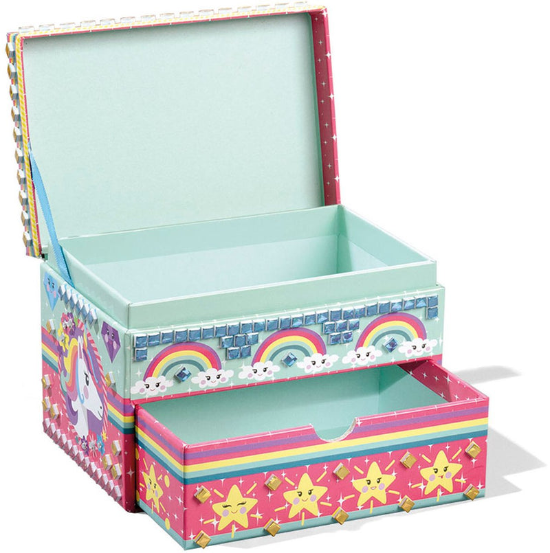 Afbeelding laden in galerijviewer, Totum unicorn sieraden doosje versieren - speelgoed meisjes knutselen cadeau tip - mozaïek 15 x 10 x 10 cm cadeau tip meisjes en jongens vanaf 3 jaar
