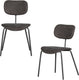 Woood link eetkamerstoelen - ribstof - bruin grijs - set van 2