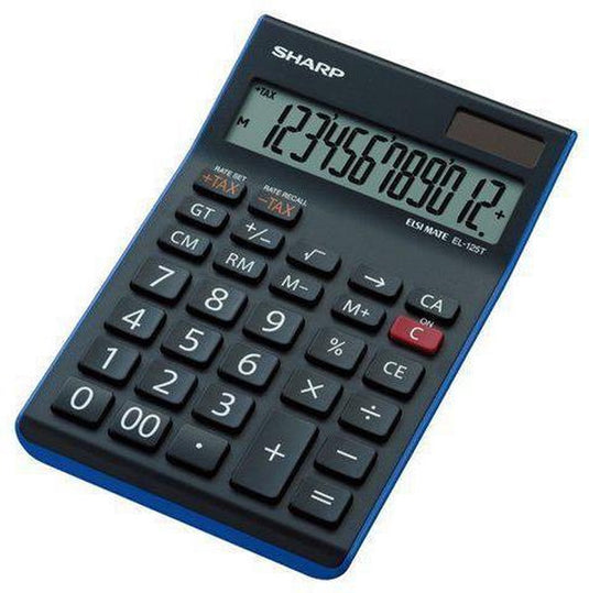Sharp rekenmachine - el125twh - zwart - 12 digit - 1x lr44 batterij - sh-el125twh