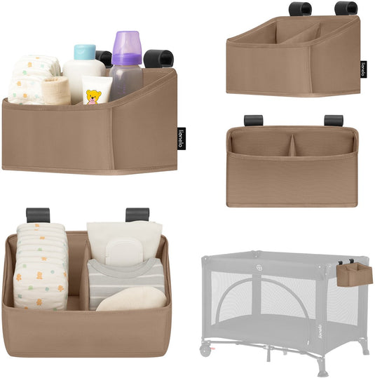 Lionelo sidepocket small – bedside pocket wiegorganizer 26×12×15 cm – 2 vakken voor luiers, doekjes accessoires – voor reisbed, co-sleeper box – verstevigd, draagbaar multifunctioneel