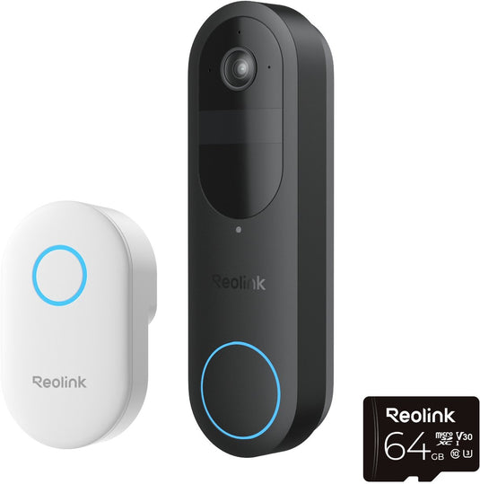 Reolink 2k 4mp batterij-deurbel - slimme detectie chime inbegrepen - 2.4 5ghz wifi - nachtzicht - tweerichtingsspraak - d340b met chime+64gb sd-kaart