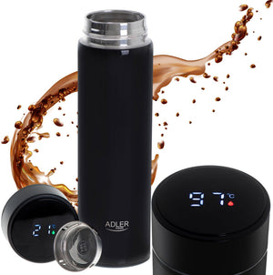 Adler thermische mok thermos 473ml led met temperatuur voor koffie thee voor auto | ad4506bk