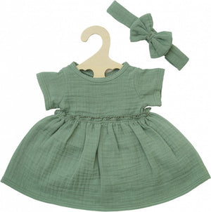 Heless poppenjurk groen met ruches, 35-45 cm
